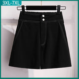 New 2023 Ladies Summer Plus Size Shorts For Women Large Loose Casual Wide Leg Black Pocket Shorts 3XL 4XL 5XL 6XL 7XL