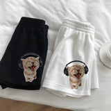 greatnfb Y2k Loose Women's Shorts High Waist Star Fun Kitten Print Summer Harajuku Fashion Sports Sweatpants Beach Y2K Clothing