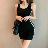 greatnfb  Summer Women Casual Sheath Dress Lady Spaghetti Strap Sleeveless Sexy Stretch Slim Dress Vestidos QT030