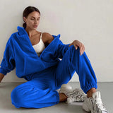greatnfb  Spring 2024 Women's Brand Velvet Fabric Tracksuits Velour Hoody Track Suit Hoodies and Pants Oversized Sportswear Two Pieces Set