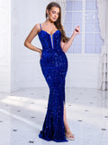 Romagic Deep V Neck Open Back Wedding Party Gown 2024 Event Dresses Sleevless Sequin Stretchy Graduation Cocktail Prom Dress