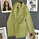 greatnfb  Spring Autumn Solid Color Suit Elegant Korean Casual Women's Jacket New Fashion Luxury Female Coats Splice Office lady Clothes