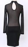 greatnfb Women Sexy Bodycon Dress Evening Party Cocktail Dress Transparent Long Sleeve Clubwear Dress