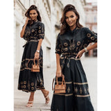 Dress Women Summer Linen Short Sleeve Tall Waist Belt Fold Long Dresses Casual Vestidos Dropshipping Big Sale JQMY2117