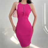 YuooMuoo Chic Fashion Sexy Package Hips Bandage Knitted Summer Dress Women Slim Elastic Bodycon Mini Dress Party Outfits Vestido