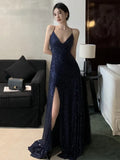 greatnfb Women's Backless V-Neck Split Maxi Dress Sexy Slim Evening Gown Luxury Dresses Fashion Robe Birthday Party Spring Autumn New