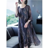 greatnfb  Summer Wear for Women Dress Loose and Plus-sized Long Chiffon Printed Dress Woman Dress Vestido De Mujer Femme Robe