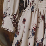 greatnfb Women's Floral Vintage Dress Elegant Midi Evening Dress 3/4 Sleeves