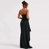 2024 Summer Slash Neck Strapless Party Evening Dress Casual Sleeveless High Slit Long Dress Elegant Backless Sexy Dress Vestidos