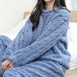 HELIAR Women Warm 2 Piece Sets Thicken Velvet Ribbed Fleece Set Pullover And Pants Casual Pajama Sets Women Autumn Winter 2023