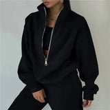 greatnfb  WEIRDO Women Solid Casual Tracksuit Zipper Sweatshirt and Long Pants 2 Pieces Set Autumn Female Stand Collar Streetwear Suit