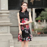 New Summer Ethnic Wind Modified Cheongsam Skirt Retro-vintage and Slim Daily Short Cotton-linen Chinese Wind Dress