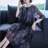 greatnfb  Summer Wear for Women Dress Loose and Plus-sized Long Chiffon Printed Dress Woman Dress Vestido De Mujer Femme Robe