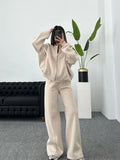 Fashion Solid Women Tracksuit Casual O-neck Long Pant Sets 2023 Autumn Long Sleeve Zipper Coat Loose Pant Chic Female Sportswear