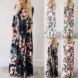 greatnfb  Summer Maxi Dress Women  Pink Floral Print Boho Beach Dress Ladies Evening Party Long Dress Sundress Vestidos de festa 3XL