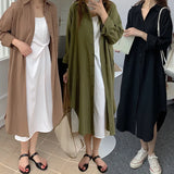 new White Shirts Dress For Women Oversized Casual Cotton Loose Dresses Long Sleeve Button Up Blue Midi Long Blouses Dress