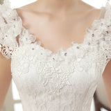 Elegant Wedding Dresses Short Sleeves V-Neck Net Rhinestone Backless lace up Bridal Ball Gown