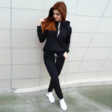 Autumn Women's Fleece Tracksuit 2 Pieces Set Pullover Hoodies+Pants Sport Suit Female Winter Warm Sweatshirt Suit for Woman