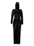 LW Plus Size Dresses vestid Hooded Collar Line Stitching Bodycon Dress Autumn winter NEW party dresses for women evening dresses