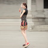 New Summer Ethnic Wind Modified Cheongsam Skirt Retro-vintage and Slim Daily Short Cotton-linen Chinese Wind Dress