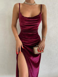 greatnfb Women 2024 Autumn Winter Elegant Party Club Evening Velvet Streetwear Bodycon Midi Dress Wholesale Items For Business