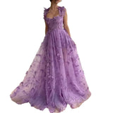 Brand Designer Prom Evening Holiday Dress Women Formal Occasions 3D Flower Embroidery Mesh Tulle Lace Party Maxi Vestidos