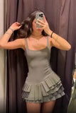 Women Sexy Irregular Pleated Sling Dress Fashion Slim Solid Sleeveless Mini Dresses Ladies Summer Female High Street Vestidos