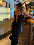 greatnfb Women Sexy Hollow Out Spaghetti Strap Maxi Dress Ladies Elegant Off Shoulder Sleeveless Slim Dresses Female Club Evening Gown