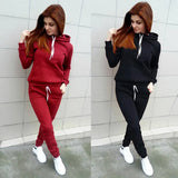 Autumn Women's Fleece Tracksuit 2 Pieces Set Pullover Hoodies+Pants Sport Suit Female Winter Warm Sweatshirt Suit for Woman