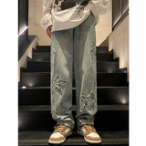 greatnfb  Star Embroidery Straight Casual Men Jeans Gothic Neutral New Wide Leg Loose Hip-hop Fashion Youth Streetwear Denim Trousers Y2K