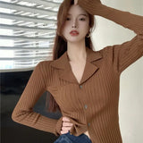 Rimocy Black Knit V Neck Cardigan Women Korean Fashion Long Sleeve Sweater Cardigans Woman Single Breasted Slim Fit Jumper Mujer