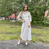 2024 Spring Cotton Linen Women's Long Dress White Long Sleeve Elegant Shirt Dresses Female Loose Fashion Beach Clothes Ladies