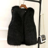 greatnfb Women Fur Vest 2024 New Female Waistcoat Faux Fox Fur Foat Winter Jackets Large Size Thickened Warm Sleeveless Outerwear Top