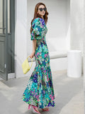 greatnfb  Summer New Korean Style Fashion Dress Fishtail Print Floral Daisy Slim Round Neck Dress Elegant Evening Dresses for Women 2024