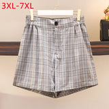 New 2022 Ladies Summer Plus Size Shorts For Women Large Size Loose Wide Leg Plaid Shorts 3XL 4XL 5XL 6XL 7XL