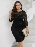 Plus Size Summer Dresses for Women 2023 Lace Floral See Through Bodycon Prom Formal Party Dress Black Casual Midi Dresses