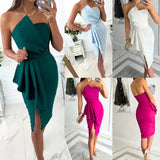 Sexy Women's Prom Dresses Wrap Chest Irregular Elegant Ladies Skirt Split Banquet Nightclub Party Dress For Women Traf Vestidos