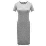 Summer Women Dresses Knee-Length Shinny Casual Short Sleeve Bandage Bodycon Sheath Dress Vestidos QT031