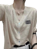 Fashion embroidery V-neck 100 pure cashmere knit cardigan women's coat Spring and autumn age reduction top short wool outside