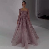 Serene Hill Muslim Pink A Line Beaded Luxury Dubai Long Evening Dresses Gowns 2024  For Woman Wedding Party LA71915