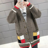 Knitted top cardigan women's fashion aesthetic purse sweater jacket 2024 spring new mixed color sweater cardigan women