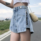 Short Pants for Woman To Wear Jeans Wide Mini Denim Women's Shorts Punk Print Low Price Elasticty Normal Fashion Y2k Harajuku XL