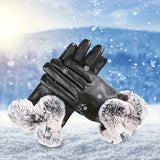 Winter Warmth Full Finger PU Leather Gloves - Fleece Lined, Water Resistant, Touchscreen Compatible, Thermal Insulation, and Grip Palm for Outdoor Enthusiasts - Ideal for Skiing, Cycling, Driving, and Winter Sports