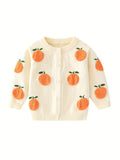 Adorable Girls’ Fruit Motif Cardigan - Cozy Cotton, Spring/Fall Ready, Easy Button-Up, Stylish Comfort Fit