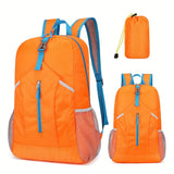 Versatile 25L Waterproof Backpack: Foldable, Stylish Color Contrast Daypack with Fixed Straps for School & Outdoor Adventure