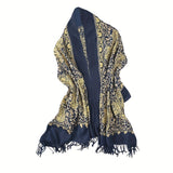 Luxurious Embroidered Tassel Shawl Scarf - Soft, Oversized & Coldproof, Perfect for Winter Fashion - Womens Wrap Cape