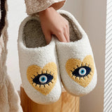 Home Womens Slippers winter Warm Houseshoes Eye Style Fuzzy Comfy Heart Flat Sole Funny Flip Flops Women Shoes 240612