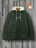 Plus Size Men's Casual Fleece Hooded Jacket, Stylish Jacket For Autumn And Winter Wear