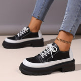 Vibrant Women's Colorblock Platform Sneakers - Round Toe, Lace Up, Low Top, Versatile, Comfortable, Breathable, Fashionable Loafers for Casual Daily Wear