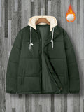 Plus Size Men's Casual Fleece Hooded Jacket, Stylish Jacket For Autumn And Winter Wear